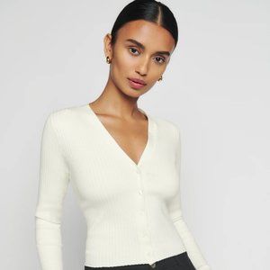 Reformation Gilda Ribbed V-Neck Cardigan